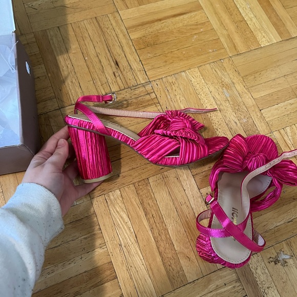 Satin Block Heeled with Ankle Strap (WORN ONCE!) - Picture 6 of 8